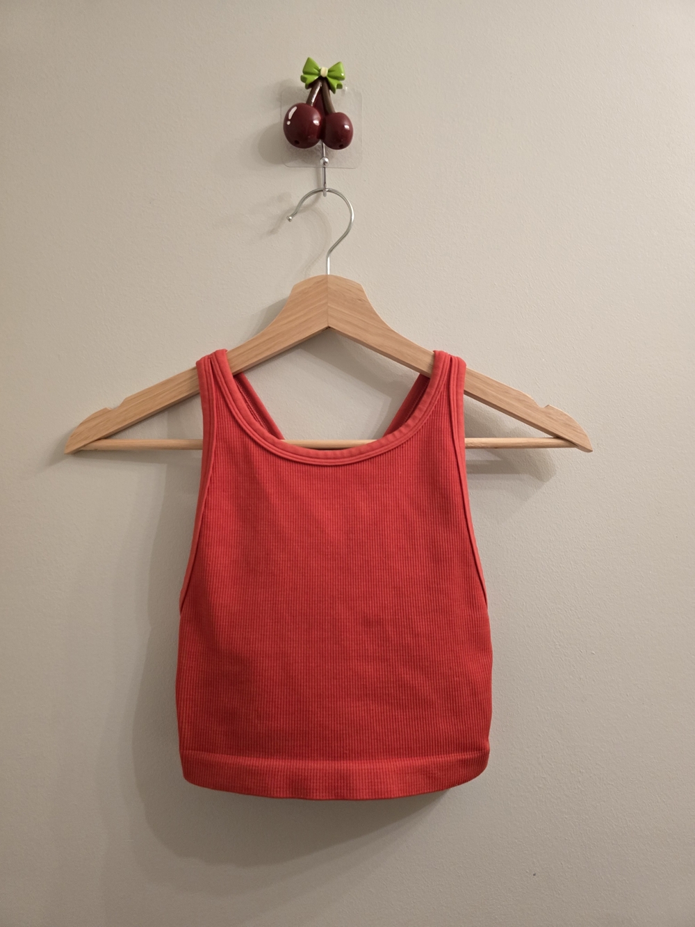 TNA Ribbed Crop Tank Top in Red Orange